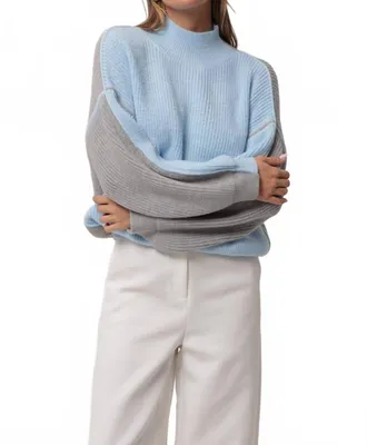 Line & Dot Katy Mock Neck Sweater In Blue/ Grey