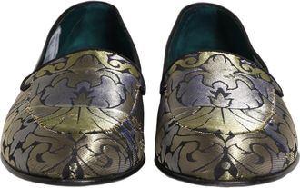 Dolce & Gabbana Multicolor Floral Jacquard Men Loafers Shoes Leather