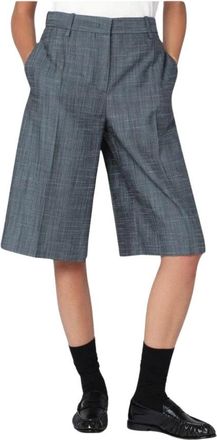 Jil Sander Op maat gemaakte wijde cropped broek - Dames - Korte Broeken - Grijs - S - Wol - Korte Broeken