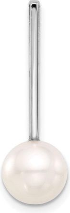 Diamond2Deal 14K White Gold 8-9mm Round White Freshwater Cultured Pearl Drop Chain Slide