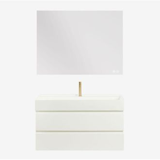 Sklum Conjunto De Mueble De Ba&ntilde;o En Madera Y Chapa De Fresno Con Lavabo Integrado Ona Sklum