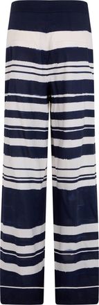 Veronica Beard Womens Wide-Leg Trousers Navy-Dove Viscose Navy/dove