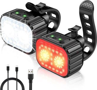 No Brand Juego De Luces Para Bicicleta Recargables Por Usb, Luz Para Bicicleta S&uacute;per Brillante Con 8+12 Modos De Iluminaci&oacute;n, Resistente Al Agua Ipx6, 2 Piezas