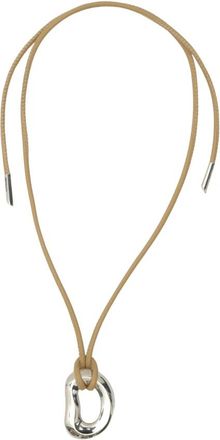 Charlotte Chesnais Zilveren Hanger Ketting met Beige Leer - Dames - Kettingen - Grijs - ONE Size - Leer - Accessoires