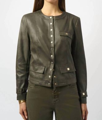 Joseph Ribkoff Foiled Faux Suede Jacket In Avocado