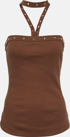 The Attico Ribbed-knit halterneck jersey top