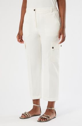 Marina Rinaldi Svisiera Cotton Crop Cargo Pants in Ivory at Nordstrom, Size 20W