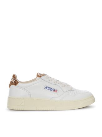 Autry MEDALIST LOW WHITE LEATHER SNEAKERS WITH LEOPARD DETAIL - Autry - Woman