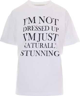 Elisabetta Franchi Oversized White Jersey T-Shirt with Bold Contrast Print