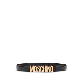 Moschino Belts, female, Black, Size: 85 CM Logo Lettering Calfskin Belt