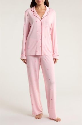 Nordstrom Moonlight Eco Knit Pajamas in Pink Love Geo Foulard at Nordstrom, Size Medium