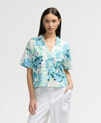 NVLT Womens Cropped Button Front Shirt