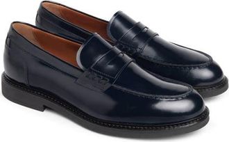 Nero Giardini LEATHER SLIP-ON PENNY LOAFER in Navy at Nordstrom, Size 11-11.5Us
