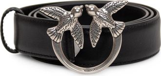 Pinko Black Love Birds Solid Buckle Belt