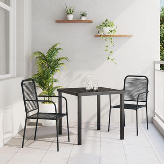 Berkfield Home 3 Piece Garden Dining Set Black Cotton Rope & Steel