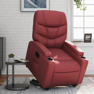 vidaXL Vidaxl - Sill&oacute;n Elevable El&eacute;ctrico Cuero Artificial Rojo Tinto