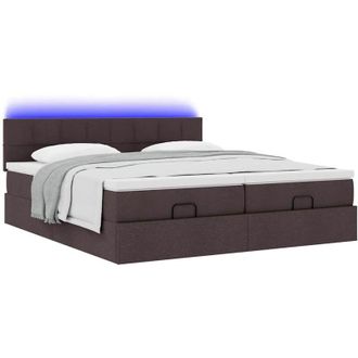 vidaXL Estructura Cama Otomana Colchones Tela Marr&oacute;n Oscuro 180x200cm Vidaxl
