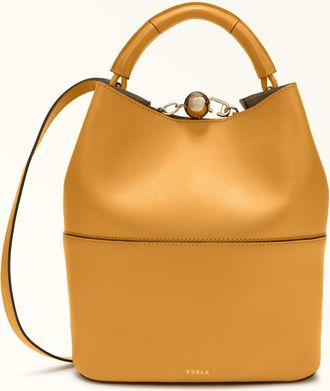 Furla Sfera Bucket Bag S Senape Yellow Napoli Double Calf Leather Woman