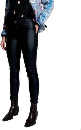 One Teaspoon Wet Black Freebirds Ii High Waist Skinny Jeans