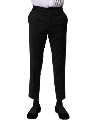 Dolce & Gabbana Black Wool Formal Men Cropped Pants Virgin