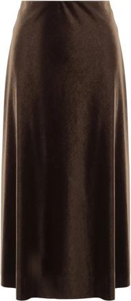 F.it Stretch Velvet Skirt - Dames - Midirokken - Bruin - L - Polyester - Rokken