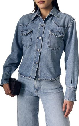 LE JEAN Martha Western Denim Button-Up Shirt in Eternal Love at Nordstrom, Size X-Small