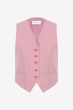 Frankie Shop Einreihige melierte Weste Gelso