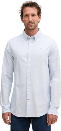 Barbour Gestreept Oxtown Tailored Shirt - Heren - Zakelijke Overhemden - Blauw - S - Katoen - Overhemden