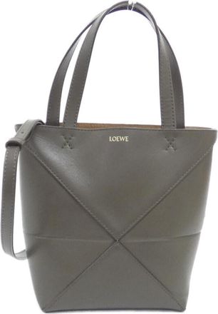 Loewe Dark Khaki Green Leather Tote Bag (Pre-Owned)