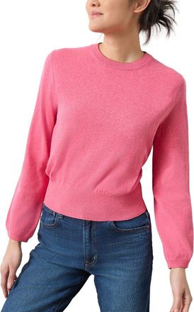 Lilla P Shirred Sleeve Crewneck Linen-Blend Sweater