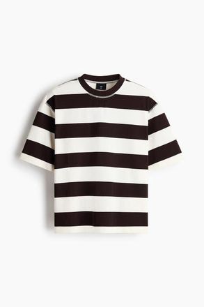 H&M Oversized Fit T-shirt in Dark Brown/striped at Nordstrom, Size Xx-Large