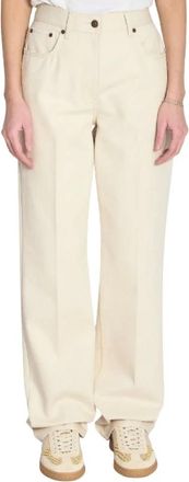 Valentino Jeans, Dames, Beige, W29, Katoen, Pleated Gold Detail Jeans