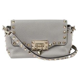 Valentino Pre-owned Cross Body Bags, female, Gray, Size: ONE SIZE Pre-owned Rockstud Mini Shoulder Crossbody Bag
