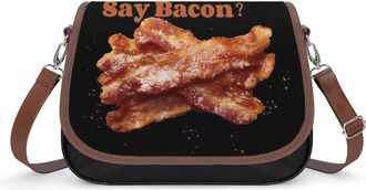 Generic Did Someone Say Bacon Womens Crossbody Bag Fashion Shoulder Handbags Message Tote Bag with Adjustable Strap