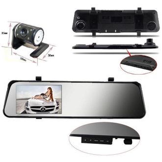Trade Shop Trade Shop - Specchietto Retrovisore Dvr Telecamera Full Hd 1080p 4.3 lcd Con Retrocamera