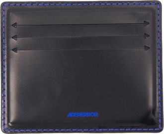Ader Error Unisex Leather With Contrast Stitching Card Case Black Calfskin Cases