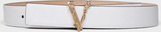 Versace Womens Virtus Belt Calf Leather White Gold - Size: 90CM