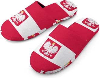 Generic Flag of Poland Mens Cozy Memory Foam Slippers Warm Cotton House Shoes Comfy Slipper for Indoor Outdoor