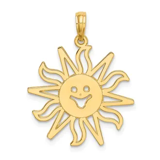 Diamond2Deal 14k Yellow Gold Cut-out Smiling Sun Charm