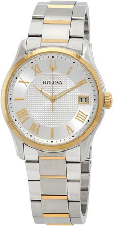 Bulova Wilton Quartz Silver Dial Two-Tone Mens Watch 98B391