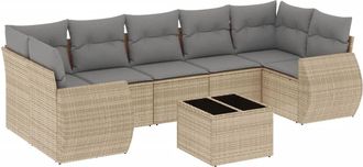 vidaXL Vidaxl - Juego De Sof&aacute;s De Jard&iacute;n Con Cojines Beige 8 Pzas Rat&aacute;n Pe