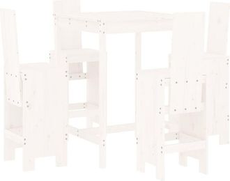 vidaXL 5 Piece Garden Bar Set White Solid Wood Pine Vidaxl