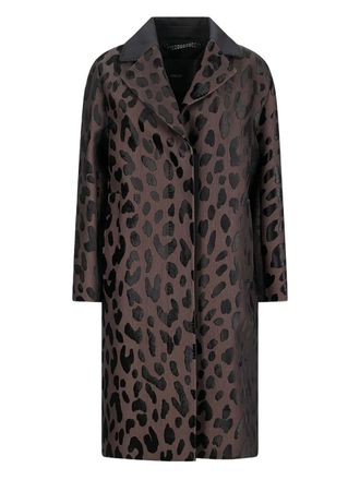 Max Mara Cappotto a maniche lunghe con stampa animalier - Marrone