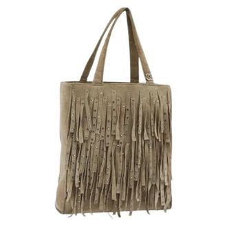 Chanel Pre-owned Tote Bags, female, Beige, Size: ONE SIZE Pre-owned Vintage Suede Hand Bag