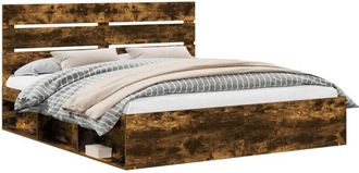 vidaXL Bed Frame Smoked Oak 200 x 200 cm Solid Pine Wood vidaXL