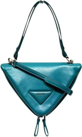 Prada Pre-owned Mini Bags, female, Blue, Size: ONE SIZE Pre-owned Triangle Padded Nappa 2way bag
