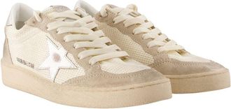 Golden Goose Womens Ballstar Sneakers - Golden Goose Deluxe Brand Leather Beige Calfskin Shoes