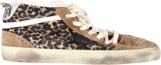 Golden Goose Mid-Star Sneakers in Leopard Print Pony Hair and Suede