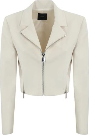 Pinko Witte Crepe Jas met Ritssluiting - Dames - Zomerjassen - Wit - S - Polyester - Jassen