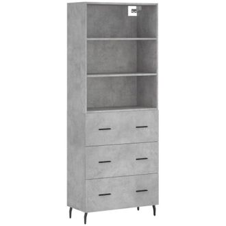 vidaXL Vidaxl - Aparador Alto Madera Contrachapada Gris Hormig&oacute;n 69,5x34x180 Cm